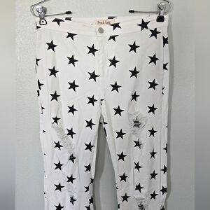 Peach Love | White Distressed Star Ultra Flare Jeans Size Medium